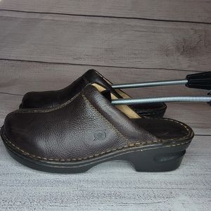 Born BOC Women's Brown Leather Wedge Platform Clog Mules Size 8M /W81008